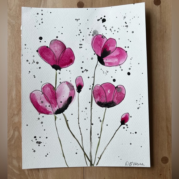 Beautiful Handpainted abstract watercolour flowers - Picture 1 of 1
